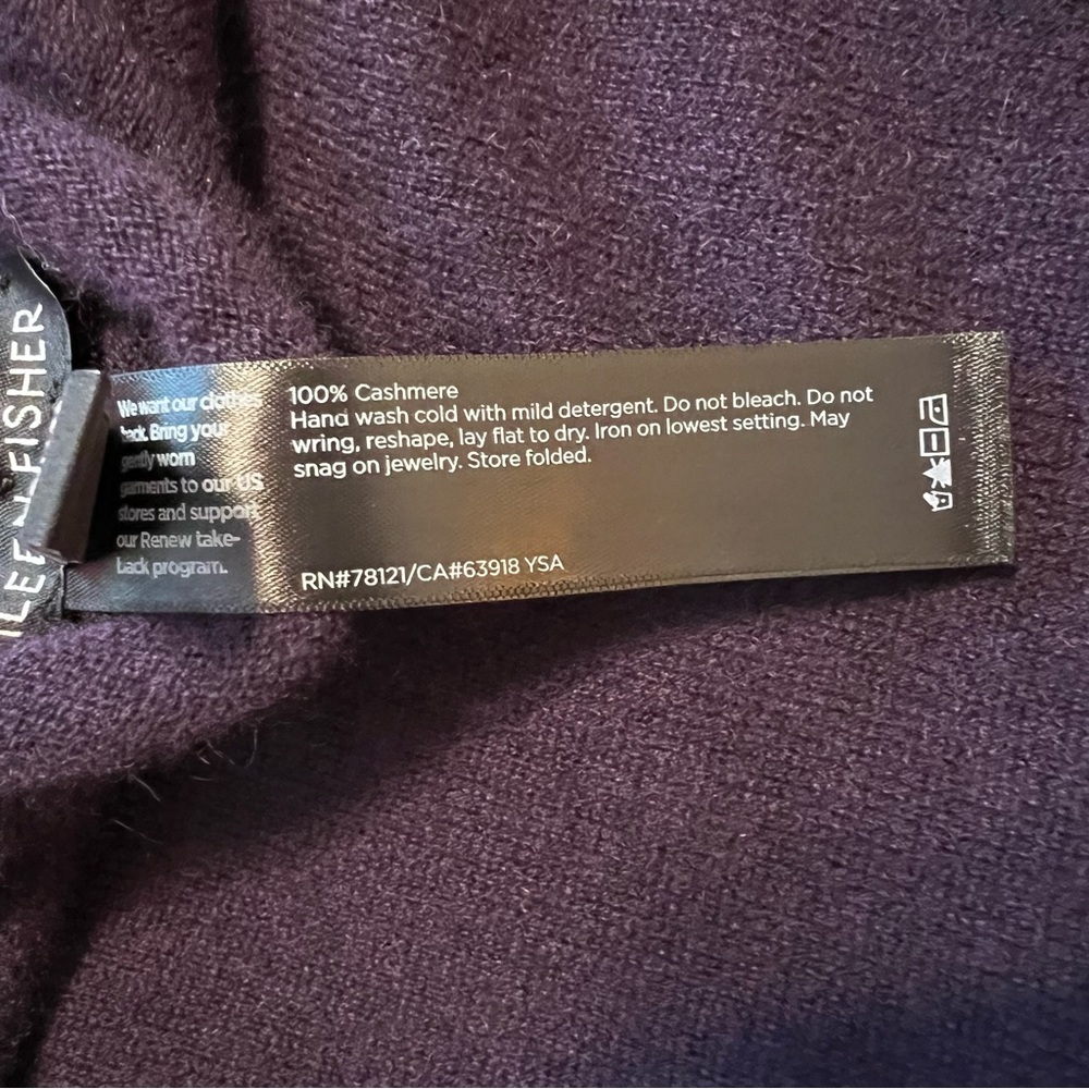 EILEEN FISHER Italian Cashmere Turtleneck Top, Aubergine, XS - Picture 8 of 11